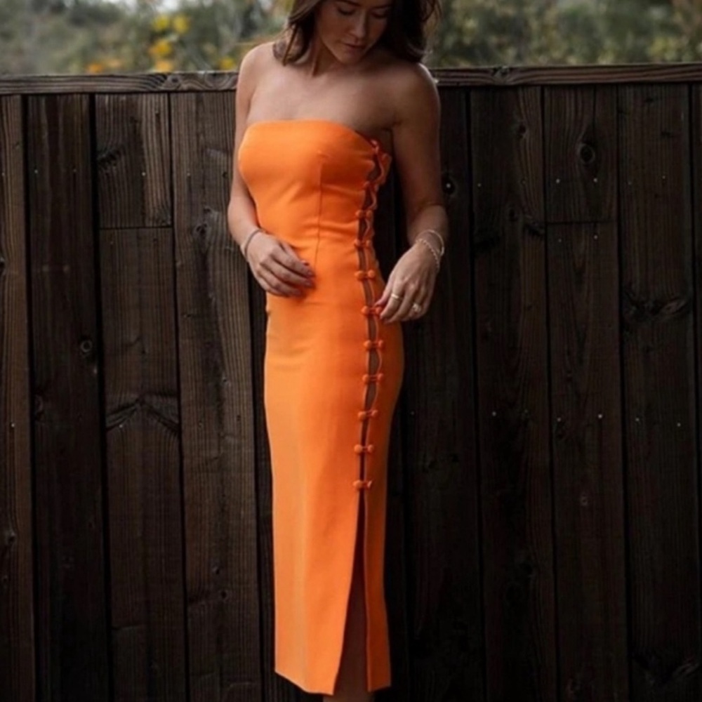 Orange removable Straps Dress